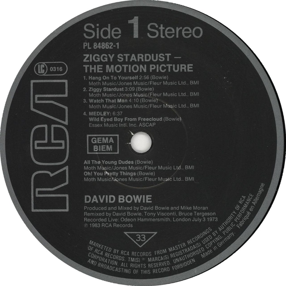 David Bowie Ziggy Stardust - The Motion Picture German 2-LP vinyl record set (Double LP Album) BOW2LZI279416