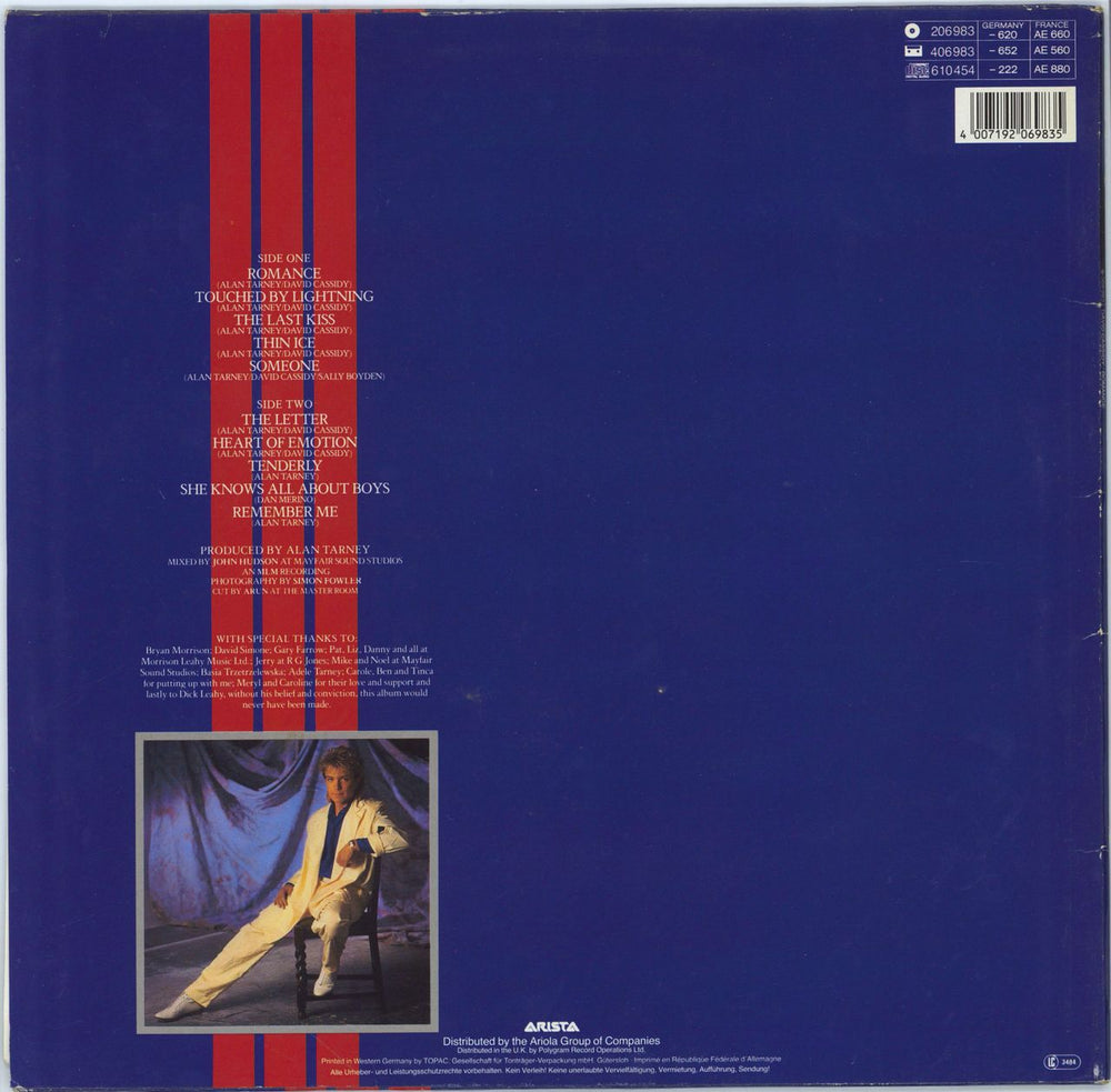 David Cassidy Romance - Stickered German vinyl LP album (LP record) 4007192069835