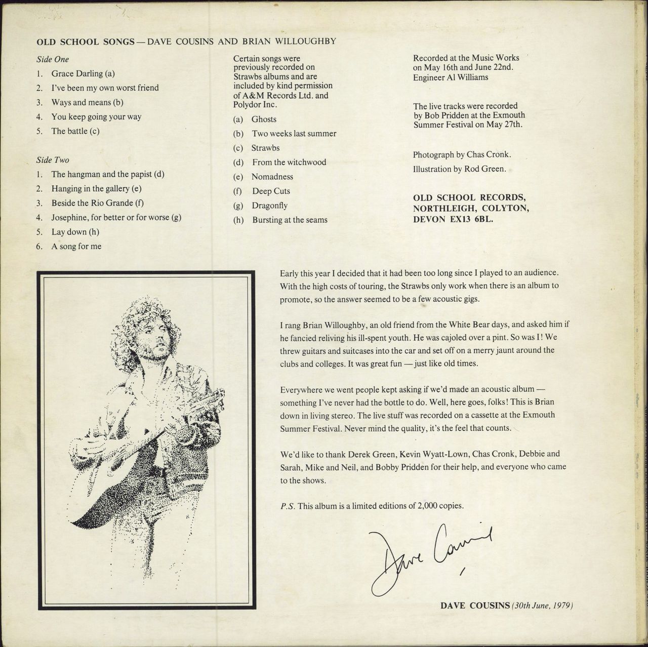 David Cousins Old School Songs UK vinyl LP album (LP record)