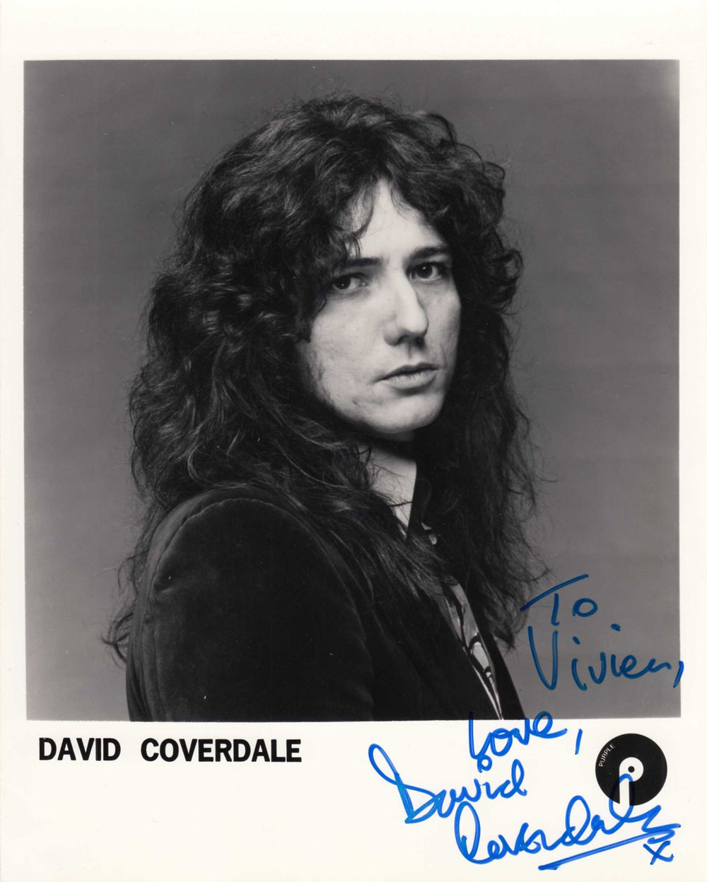 David Coverdale Signed Photograph UK Promo photograph SIGNED PHOTO