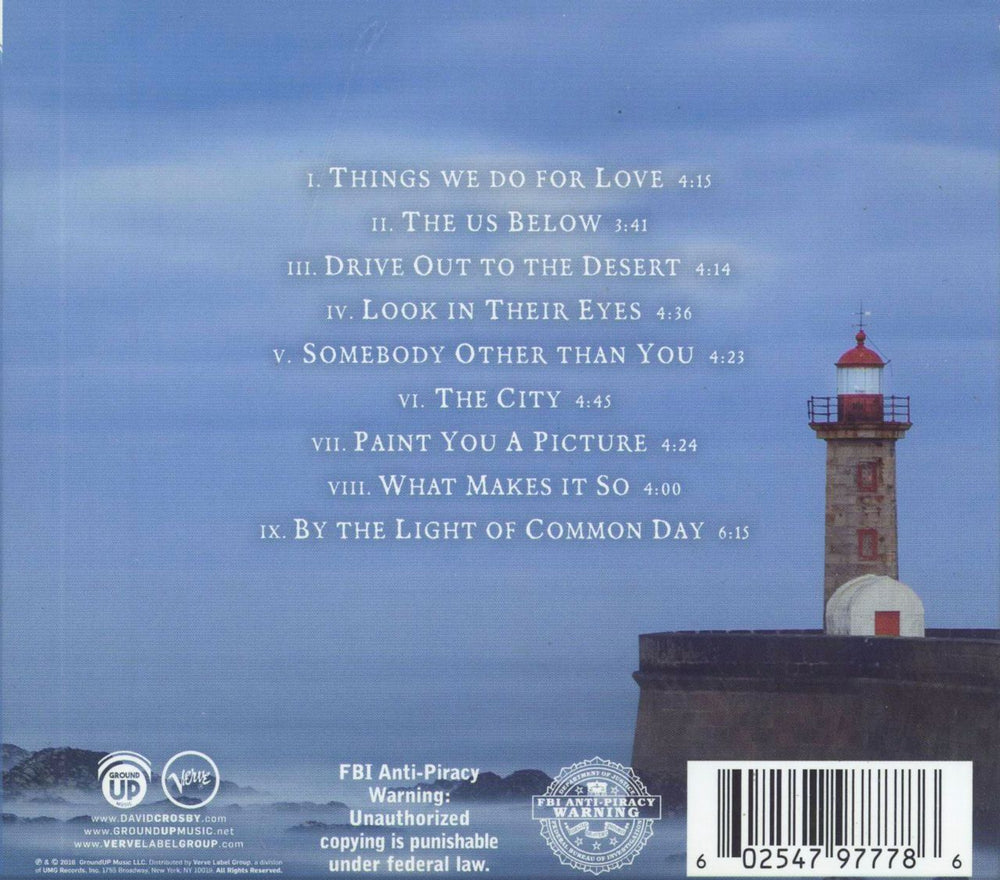 David Crosby Lighthouse US CD album (CDLP) 602547977786