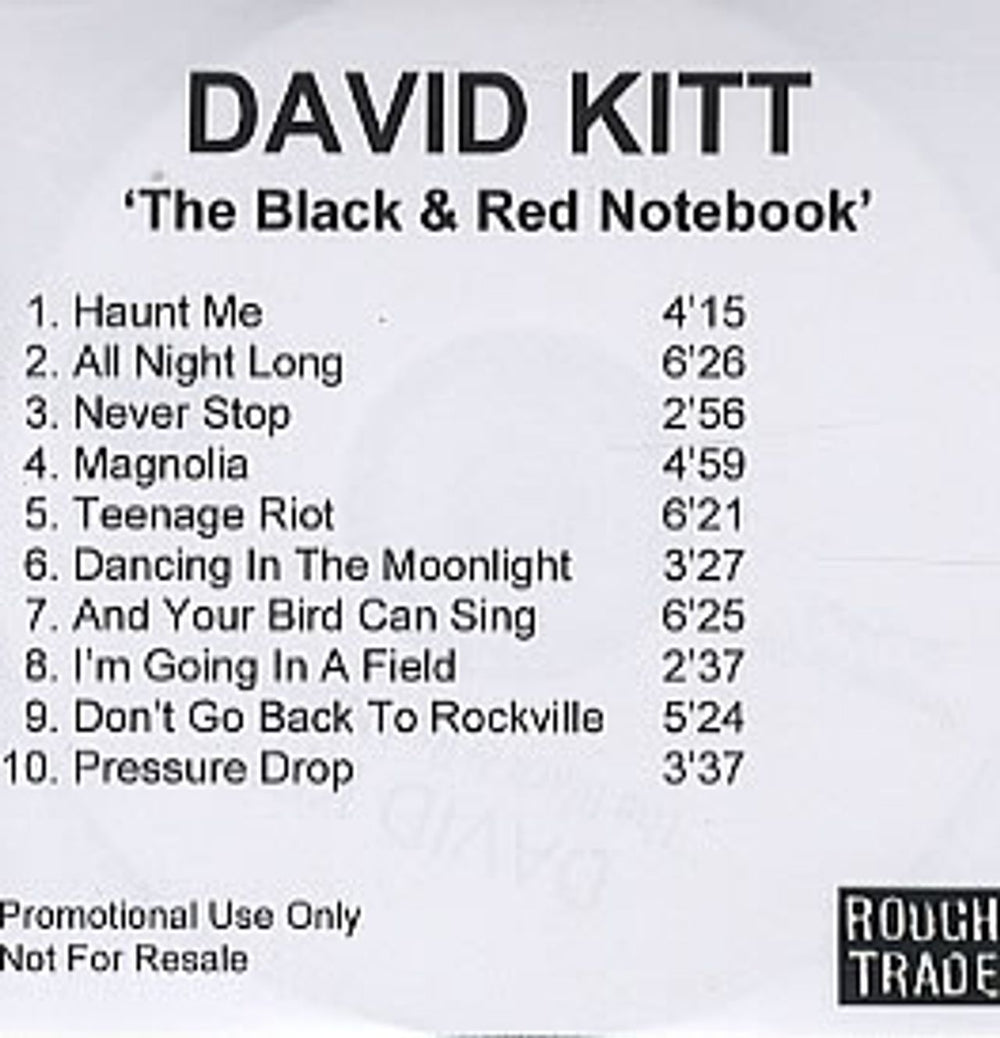 David Kitt The Black & Red Notebook UK Promo CD-R acetate CD-R ACETATE