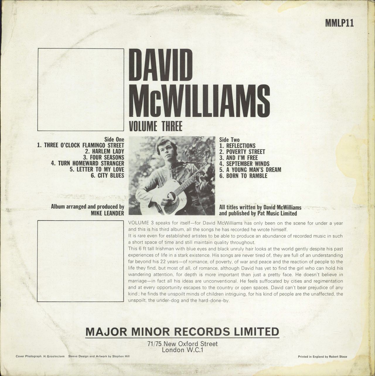 David McWilliams Volume Three - Mono - VG UK vinyl LP album (LP record)