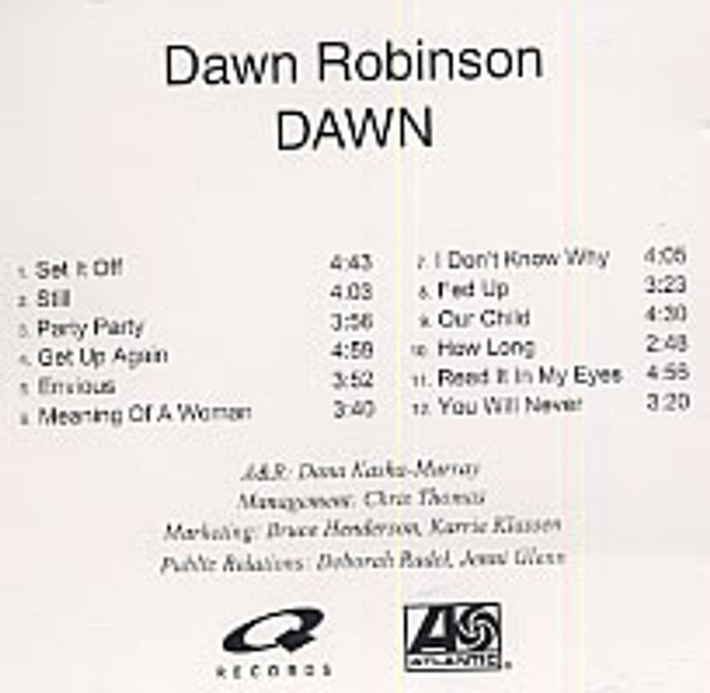 Dawn Robinson Dawn US Promo CD-R acetate CD ACETATE