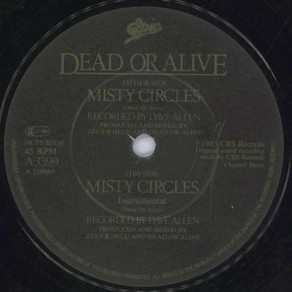 Dead Or Alive Misty Circles UK 7" vinyl single (7 inch record / 45) DOA07MI07581