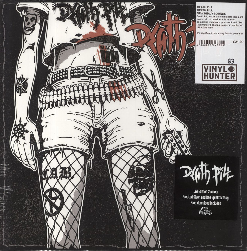 Death Pill Death Pill - Frosted Clear With Red Splatter Vinyl - Sealed UK vinyl LP album (LP record) NHSLP041X