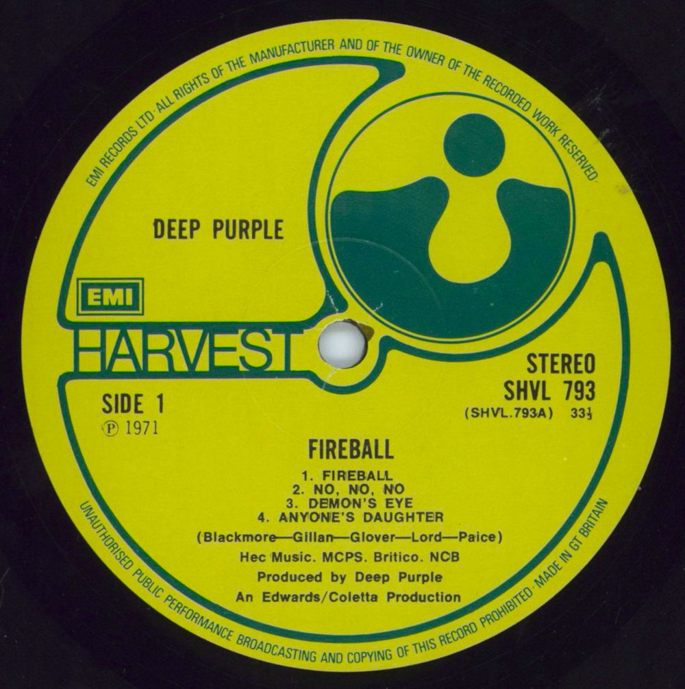 Deep Purple Fireball - 2nd - VG UK vinyl LP album (LP record) DEELPFI798034