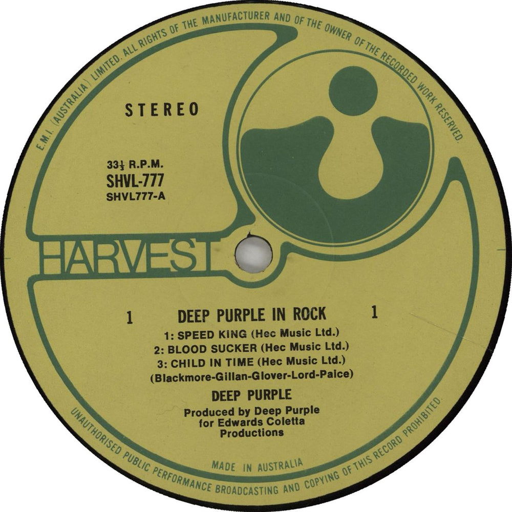 Deep Purple In Rock Australian vinyl LP album (LP record) DEELPIN667996