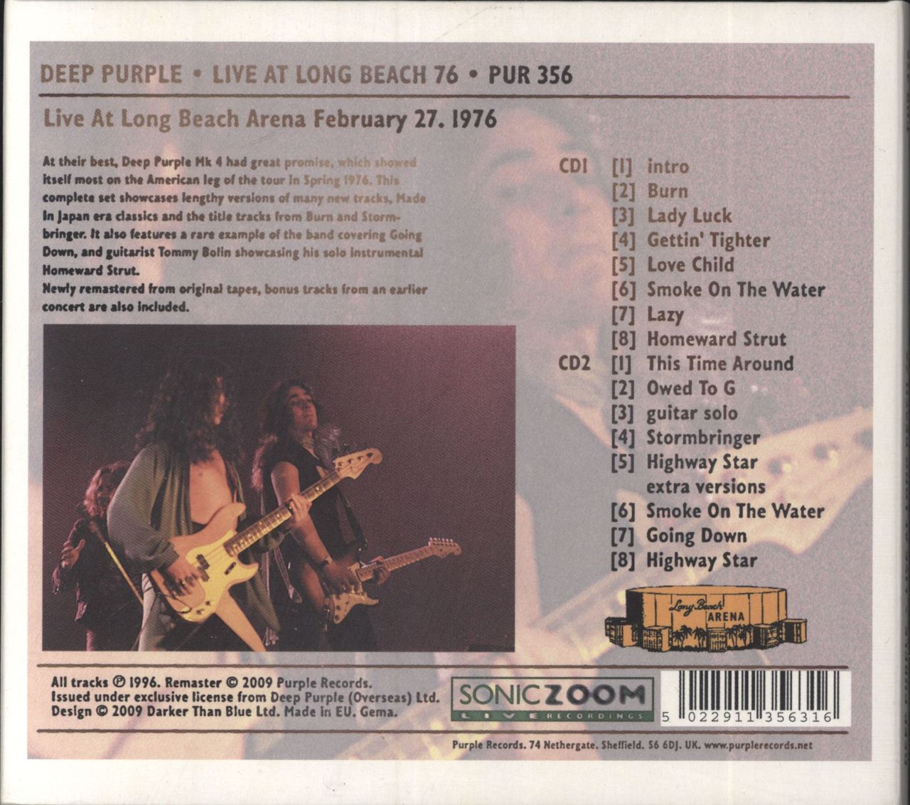 Deep Purple Live At Long Beach 76 - Digipak UK 2-CD album set