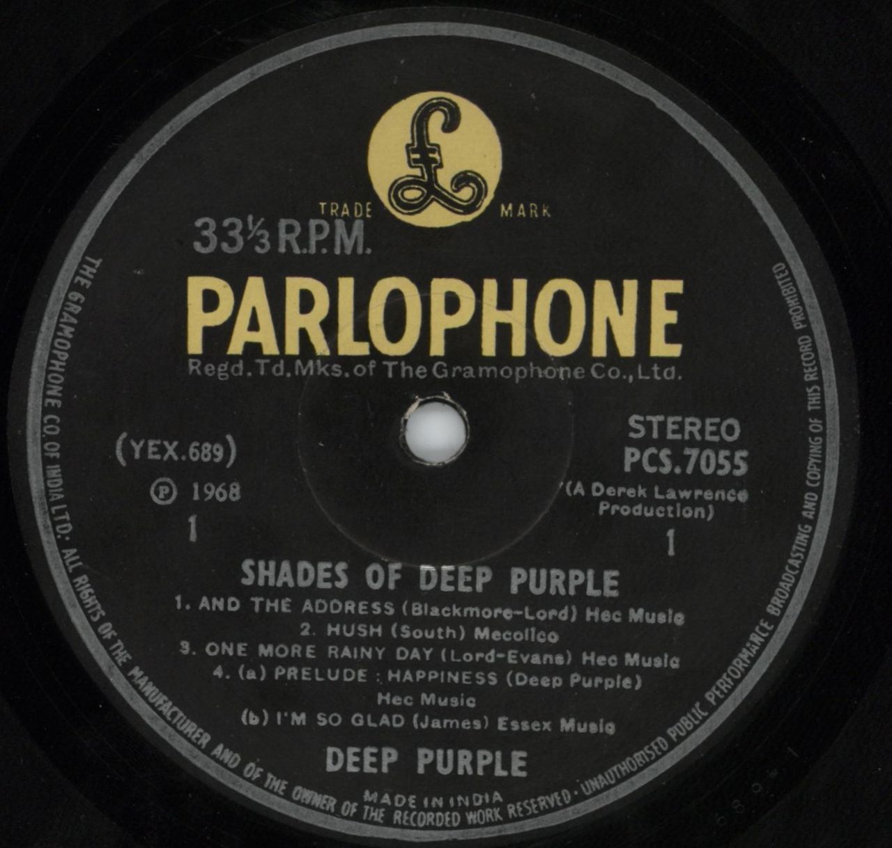Politisk Forøge Tilbageholdenhed Deep Purple Shades Of Deep Purple - Pasted P/S Indian Vinyl LP —  RareVinyl.com