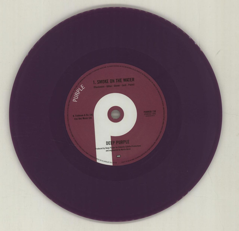 Deep Purple Smoke On The Water - RSD12 - Purple Vinyl UK 7" vinyl single (7 inch record / 45) DEE07SM563383