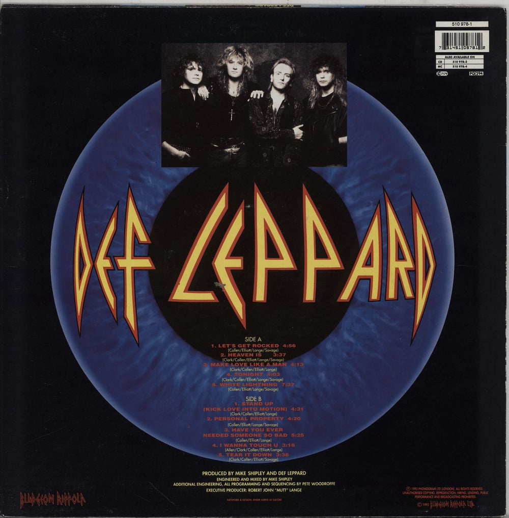 Def Leppard Adrenalize - EX UK vinyl LP album (LP record) 731451097812