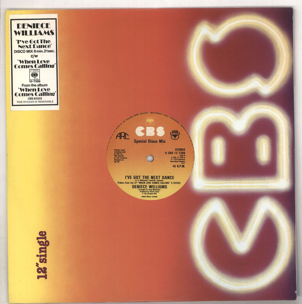 Deniece Williams I've Got The Next Dance (Disco Mix) UK 12" vinyl single (12 inch record / Maxi-single) SCBS137399