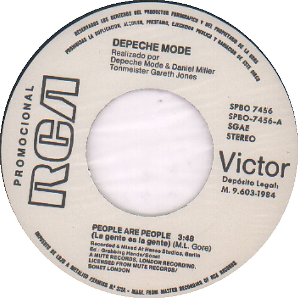 Depeche Mode La Gente Es La Gente (People Are People) Spanish Promo 7" vinyl single (7 inch record / 45)