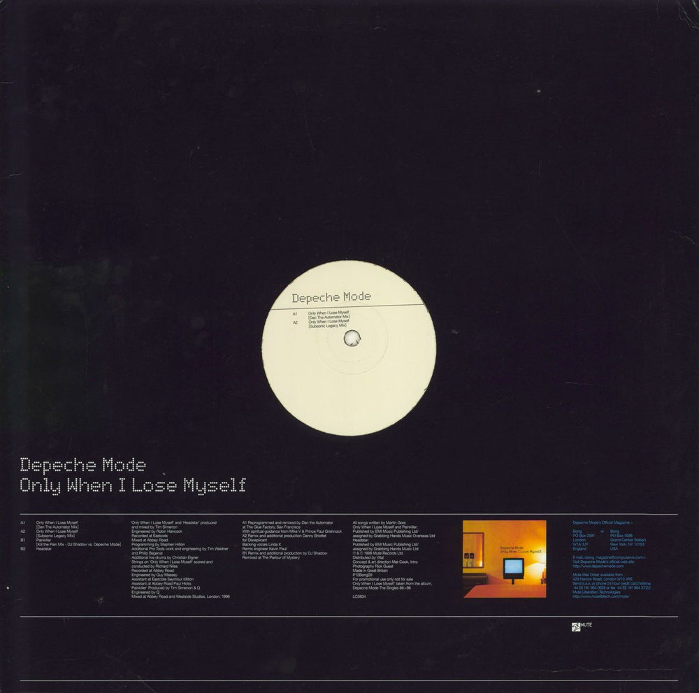 Depeche Mode Only When I Lose Myself - Stickered sleeve UK Promo 12" vinyl single (12 inch record / Maxi-single)