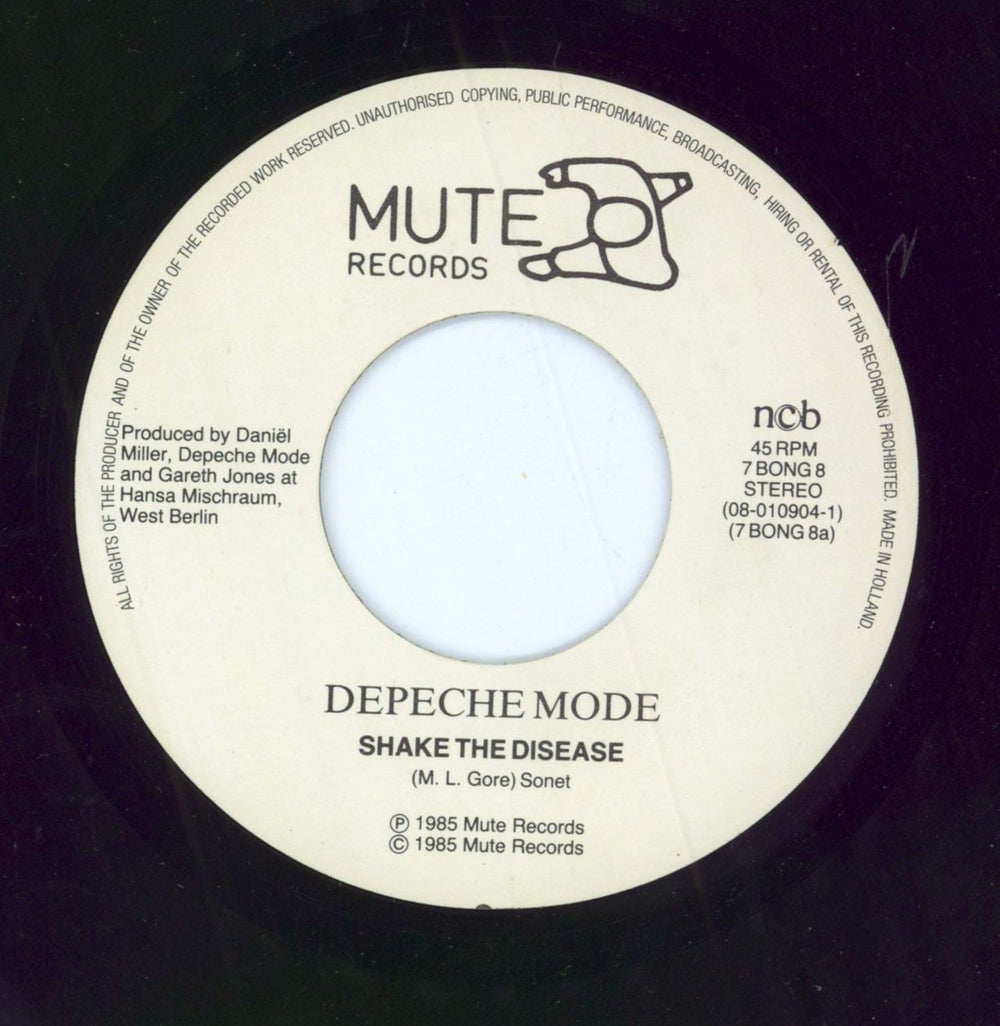 Depeche Mode Shake The Disease - Wide Centre Dutch 7" vinyl single (7 inch record / 45)