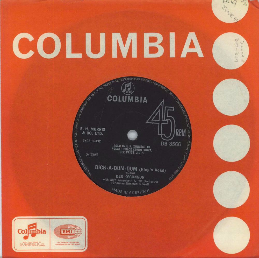 Des O'Connor Dick-A-Dum-Dum UK Promo 7" vinyl single (7 inch record / 45) DB8566