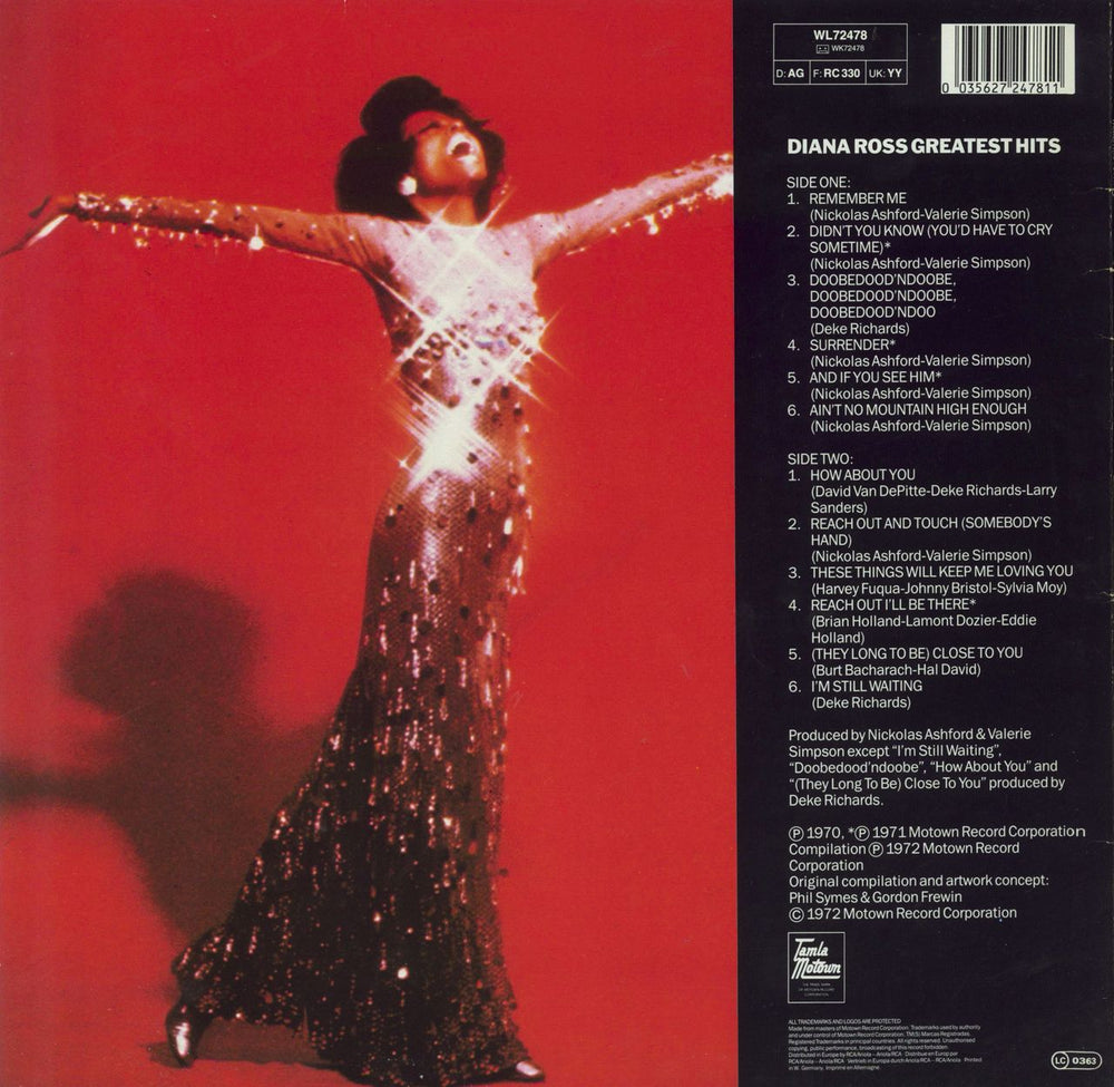 Diana Ross Greatest Hits UK vinyl LP album (LP record)