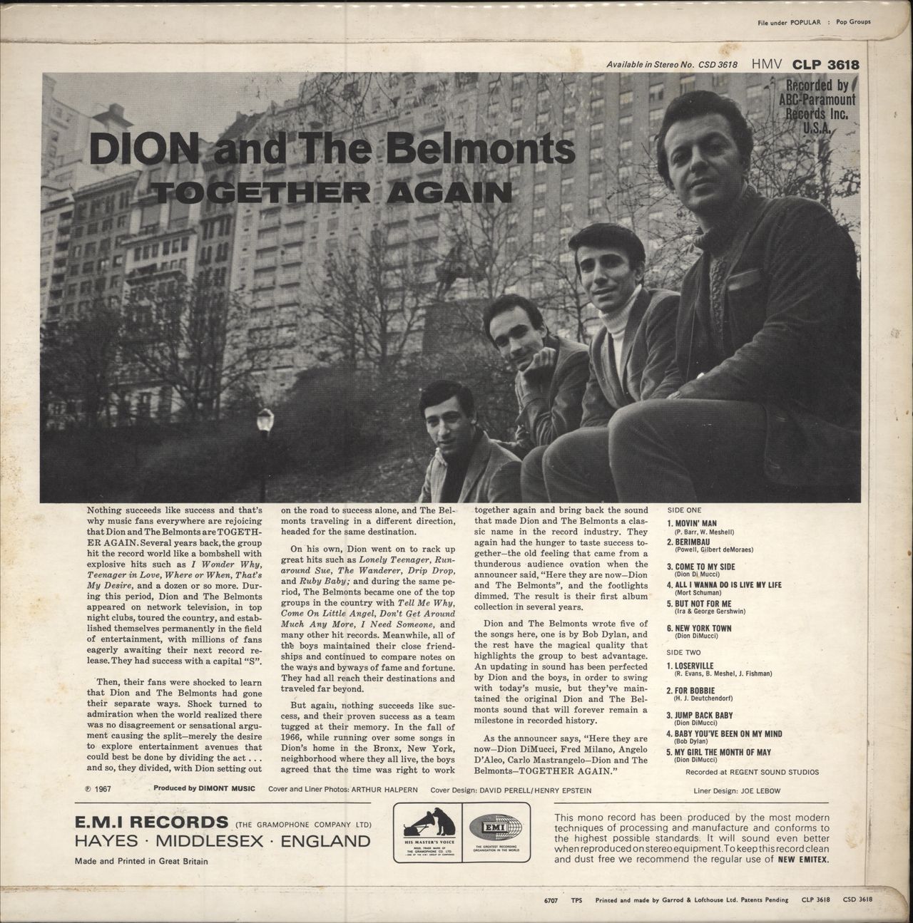 Dion Together Again - Factory Sample UK vinyl LP album (LP record)
