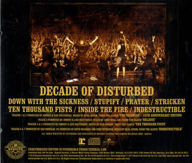 洋楽 Att Will CDS Disturbed Decade Of Disturbed US Promo CD album — RareVinyl.com