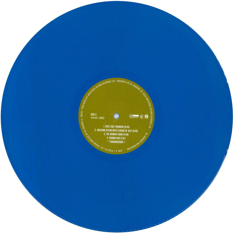 DJ Shadow Endtroducing... - Blue Vinyl UK 2-LP vinyl record set (Double LP Album) D.S2LEN810182