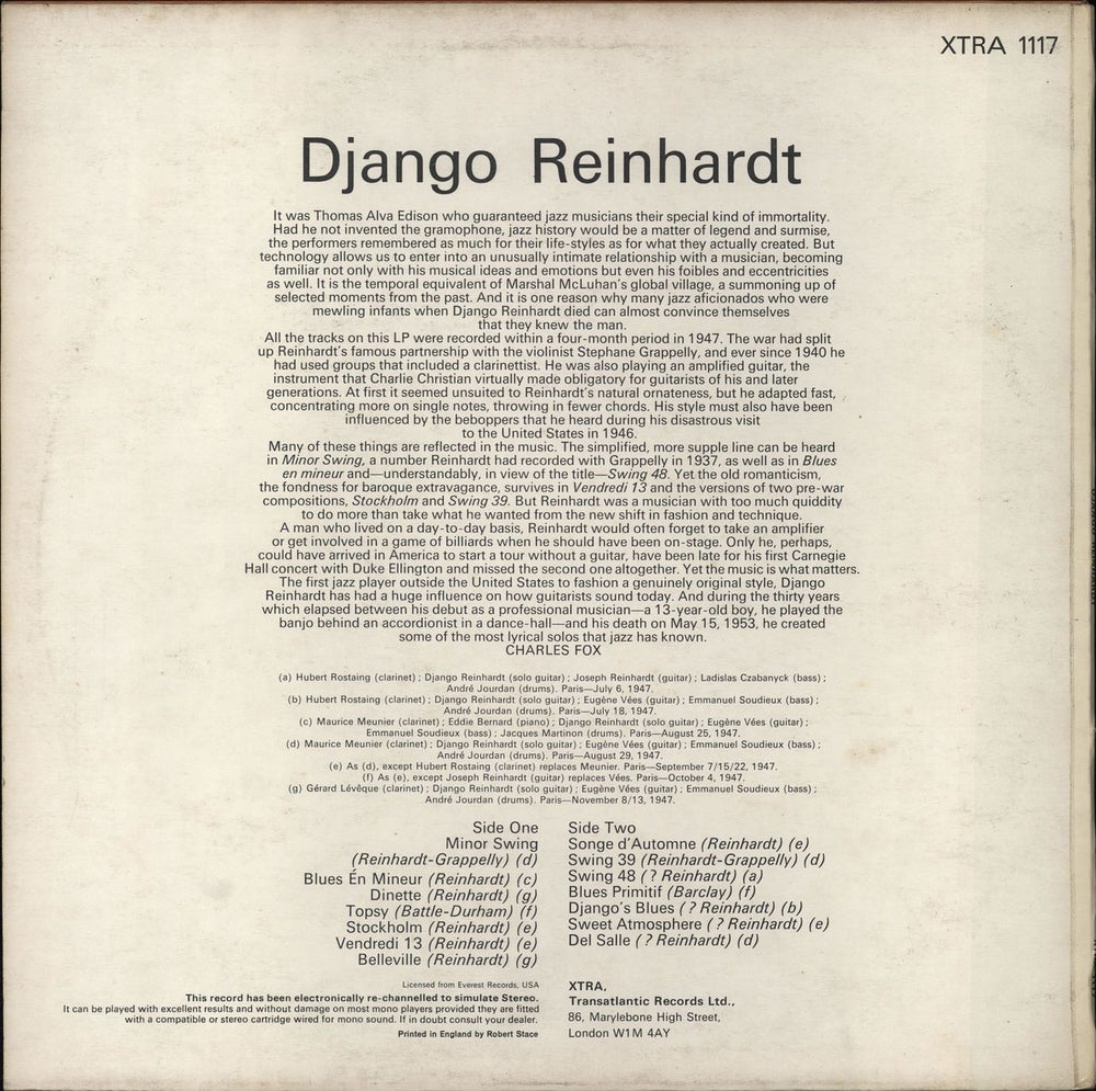 Django Reinhardt Django Reinhardt Volume 2 UK vinyl LP album (LP record)