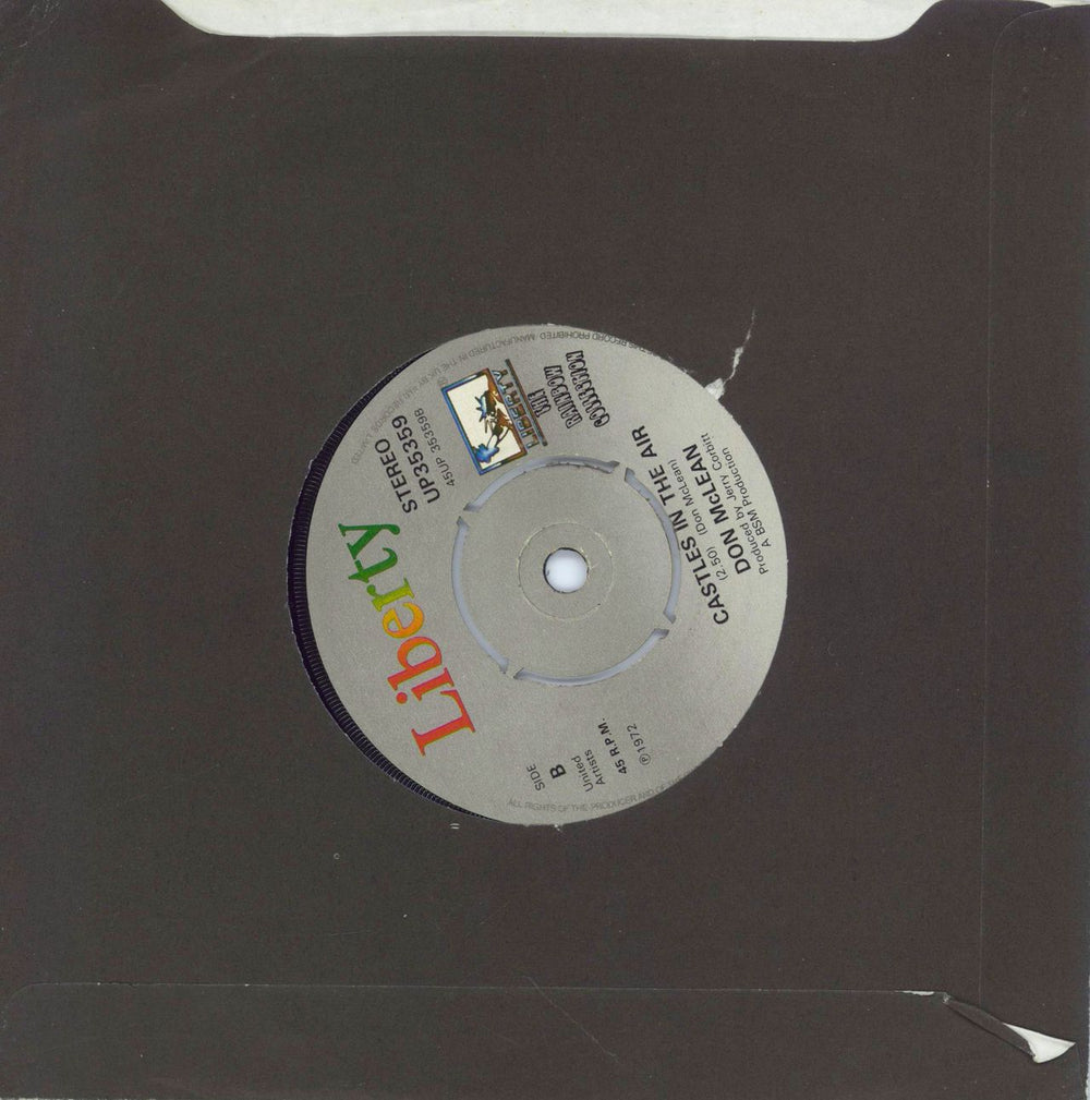 Don McLean Vincent - 4prong Liberty labels UK 7" vinyl single (7 inch record / 45)