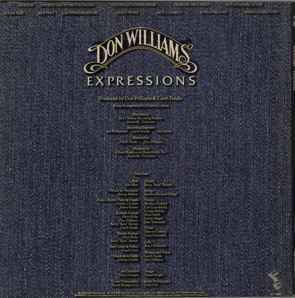 Don Williams Expressions US vinyl LP album (LP record)