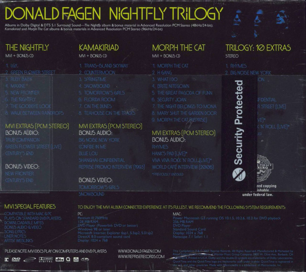 Donald Fagen The Nightfly Trilogy - Sealed US 2-disc CD/DVD set 093624332527