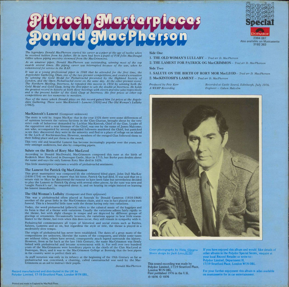 Donald MacPherson Pibroch Masterpieces UK vinyl LP album (LP record)