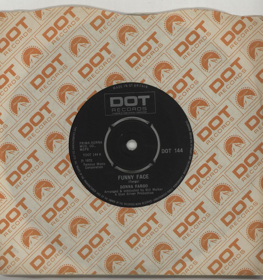 Donna Fargo Funny Face UK 7" vinyl single (7 inch record / 45) DOT144