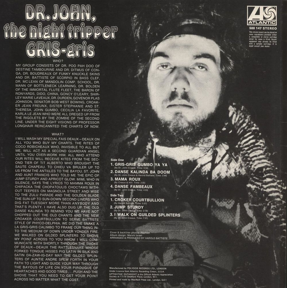 Dr John Gris-Gris UK vinyl LP album (LP record)