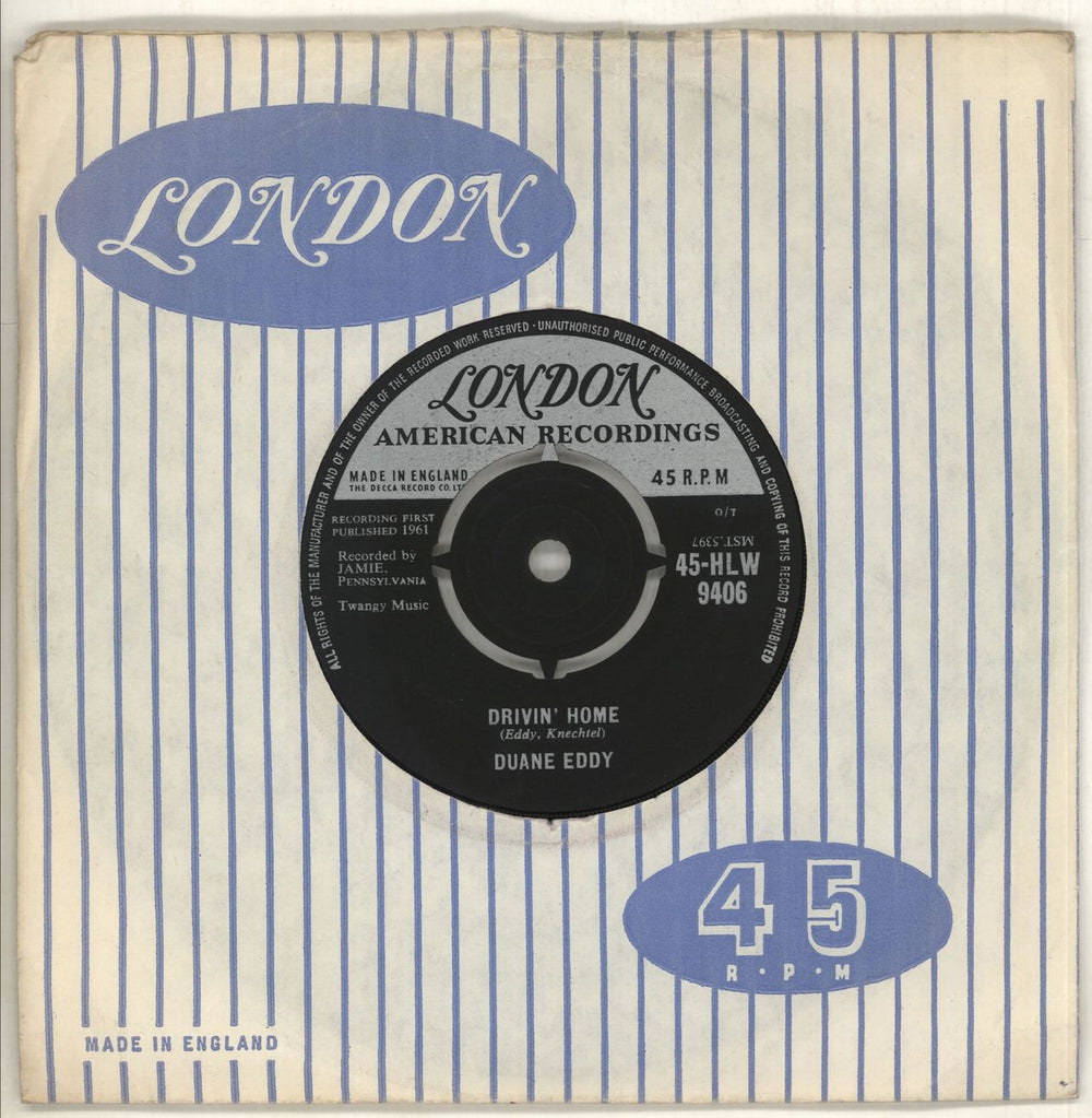 Duane Eddy Drivin' Home UK 7" vinyl single (7 inch record / 45) 45-HLW9406