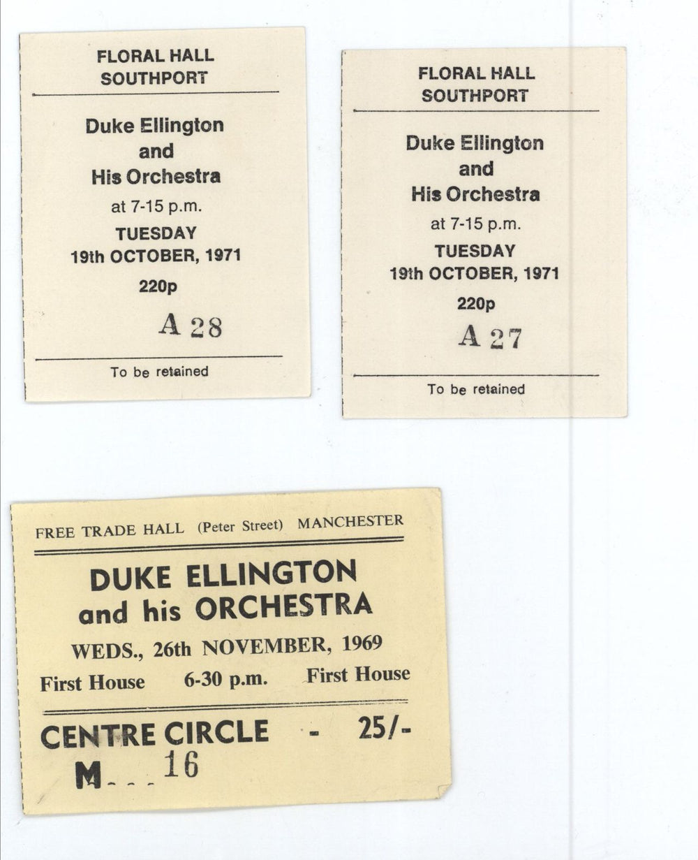 Duke Ellington British Tours - November 1969 & October 1971 + ticket stubs UK tour programme DA3TRBR787166