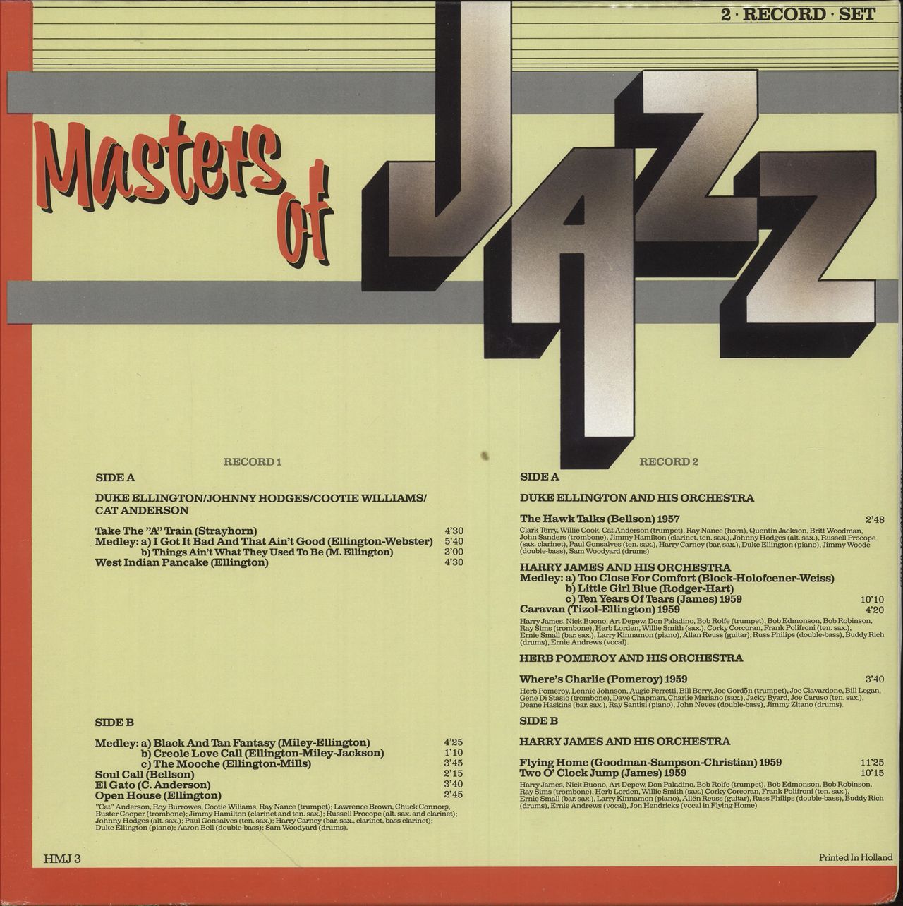 Duke Ellington Masters Of Jazz Italian 2-LP vinyl record set (Double LP Album)