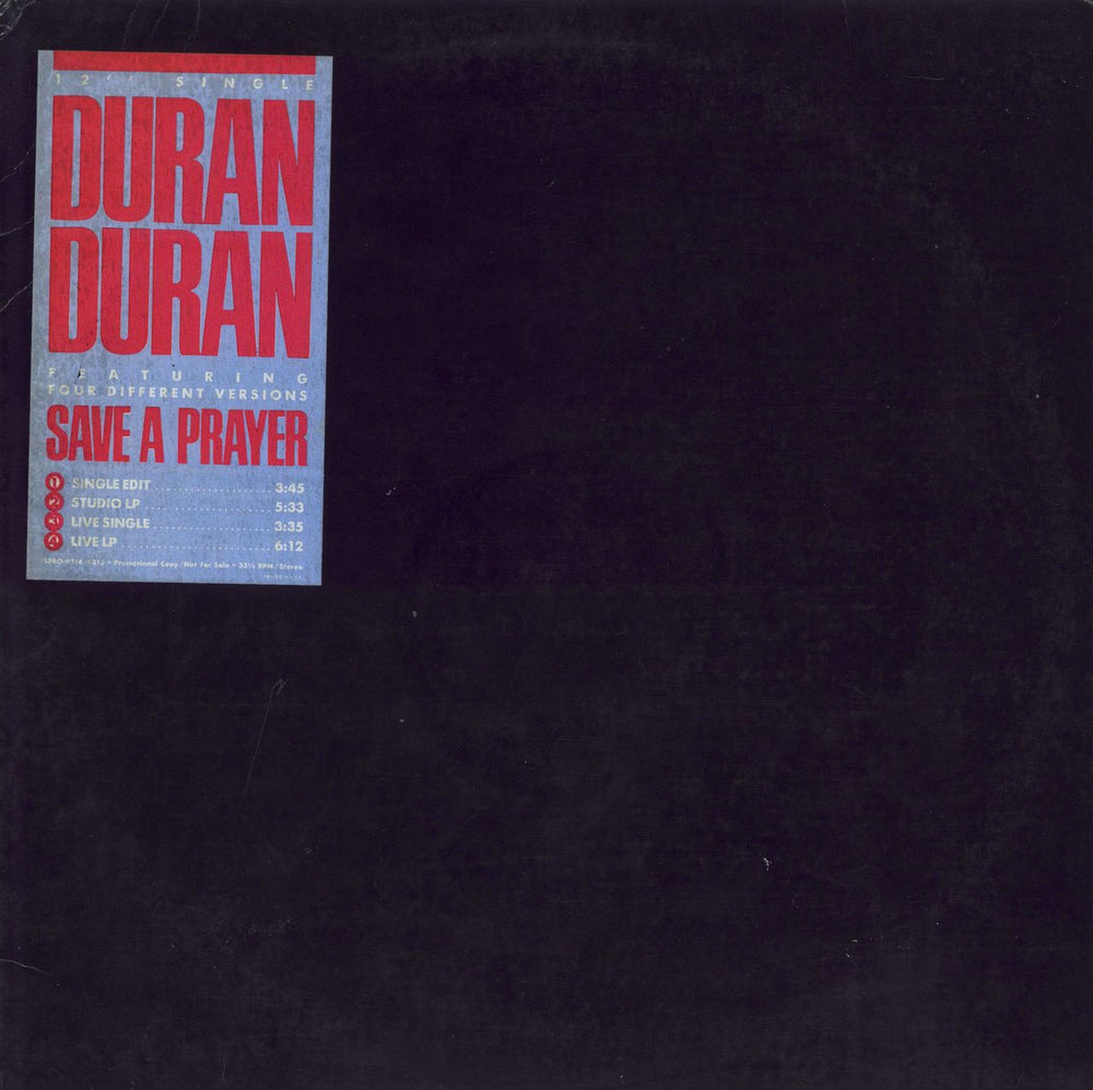 Duran Duran Save A Prayer US Promo 12" vinyl single (12 inch record / Maxi-single) SPRO-9314/9315