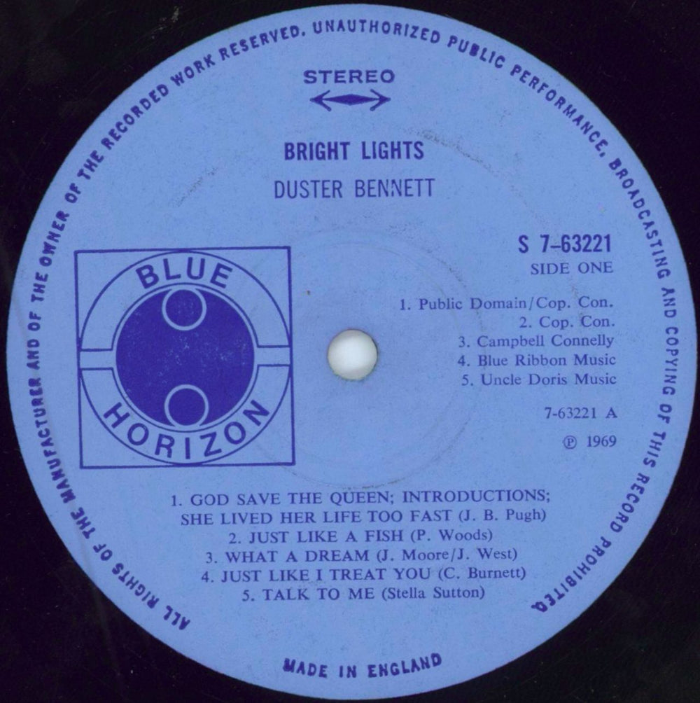 Duster Bennett Bright Lights - EX UK vinyl LP album (LP record) DUTLPBR784602