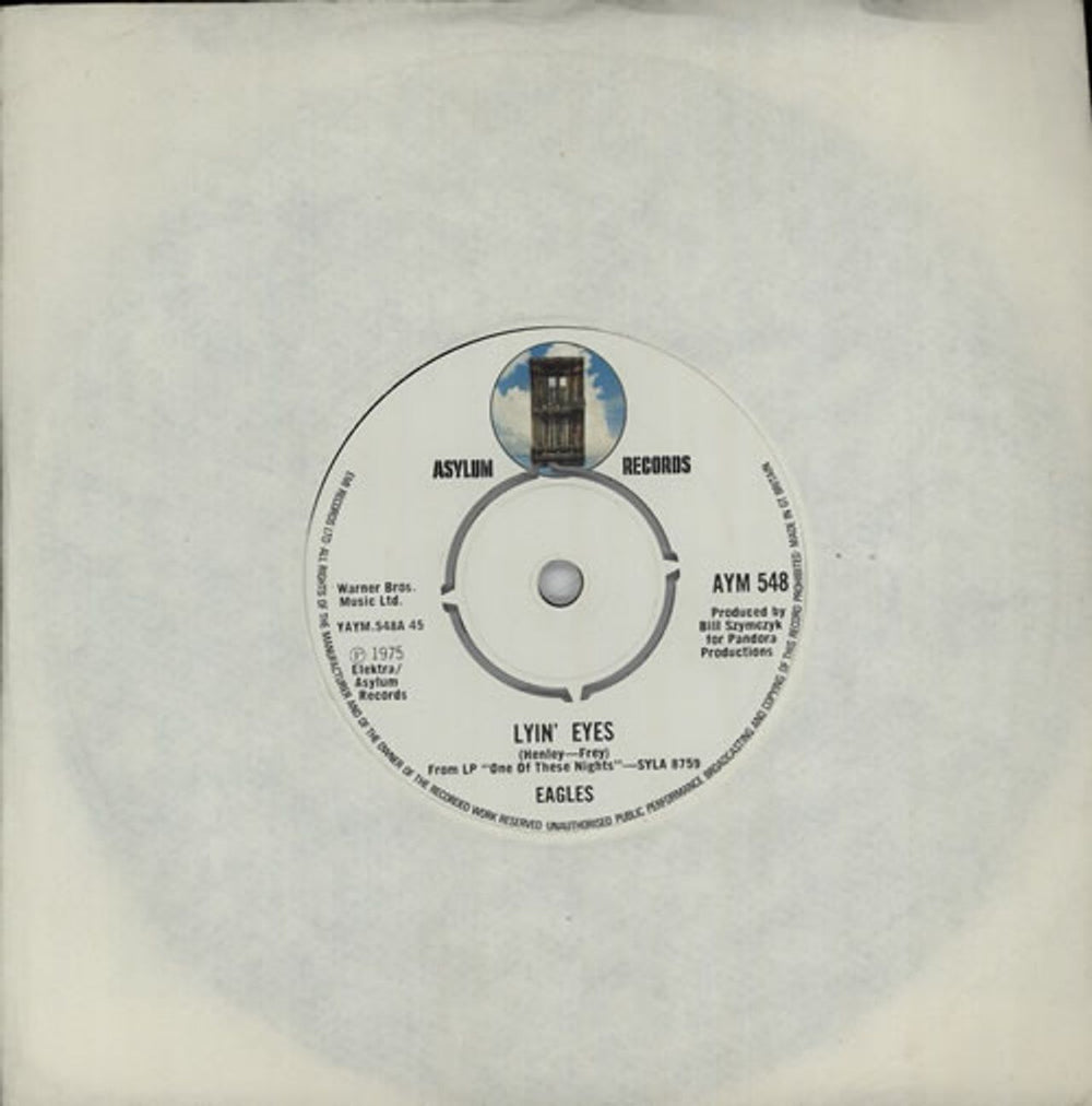 Eagles Lyin' Eyes UK 7" vinyl single (7 inch record / 45) AYM548
