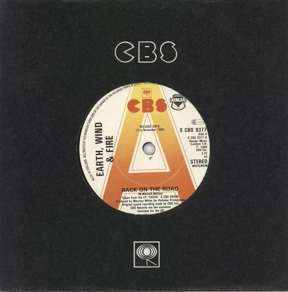 Earth Wind & Fire Back On The Road - A-label UK Promo 7" vinyl single (7 inch record / 45) SCBS9377