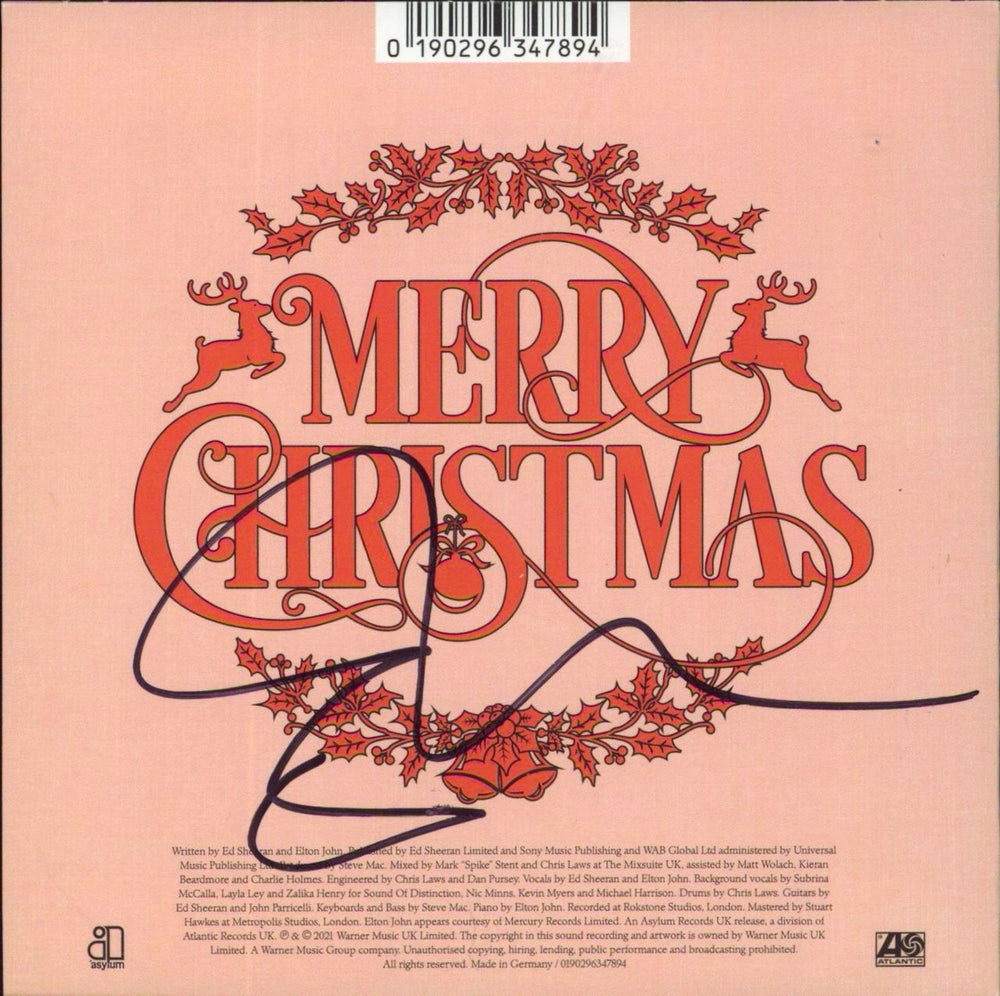 Ed Sheeran Merry Christmas - Autographed UK CD single (CD5 / 5") 0190296347894