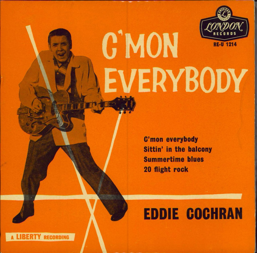 Eddie Cochran C'Mon Everybody EP - 5.60 Sleeve UK 7" vinyl single (7 inch record / 45) RE-U1214