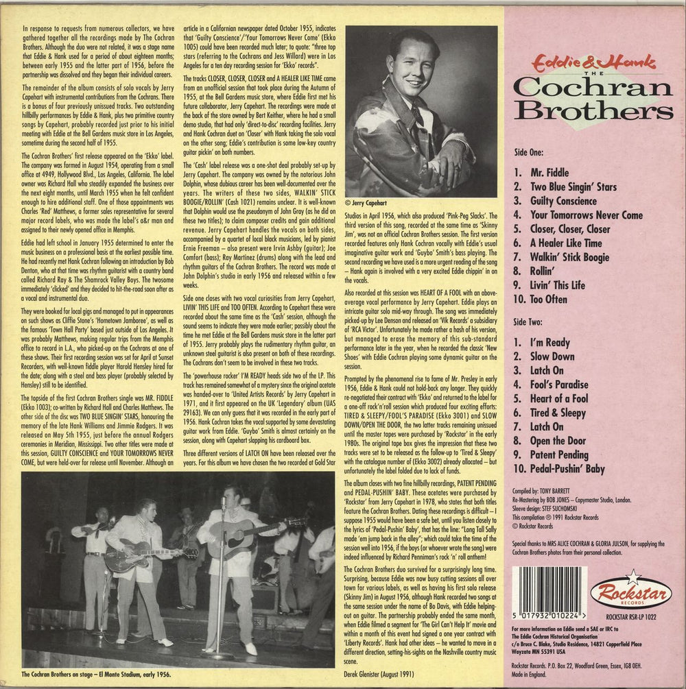 Eddie Cochran Eddie & Hank - The Cochran Brothers UK vinyl LP album (LP record) 5017932010224