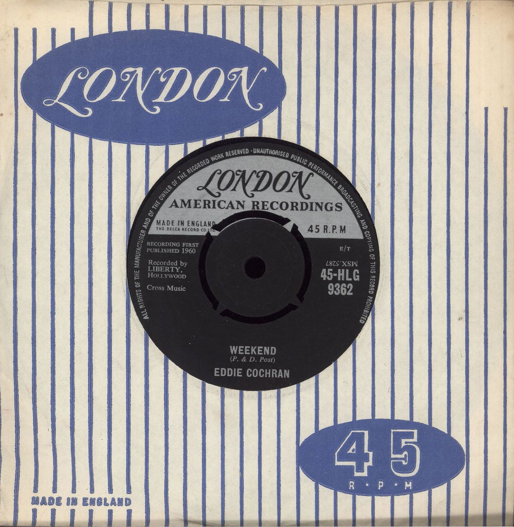 Eddie Cochran Weekend UK 7" vinyl single (7 inch record / 45) 45-HLG9362