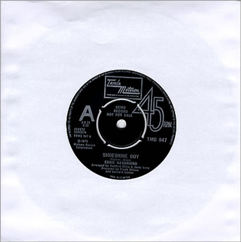 Eddie Kendricks Shoeshine Boy UK Promo 7" vinyl single (7 inch record / 45) TMG947