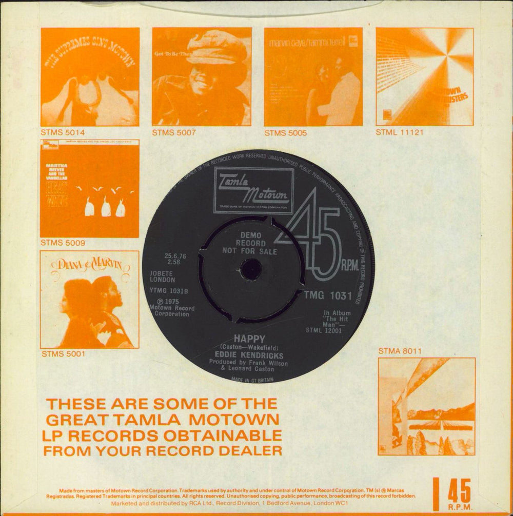 Eddie Kendricks The Sweeter You Treat Her - 'A' label UK Promo 7" vinyl single (7 inch record / 45)