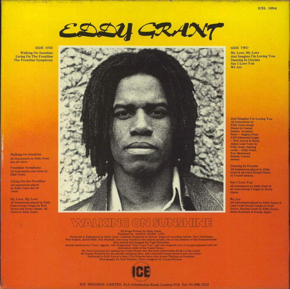 Eddy Grant Walking On Sunshine - Autographed UK vinyl LP album (LP record)