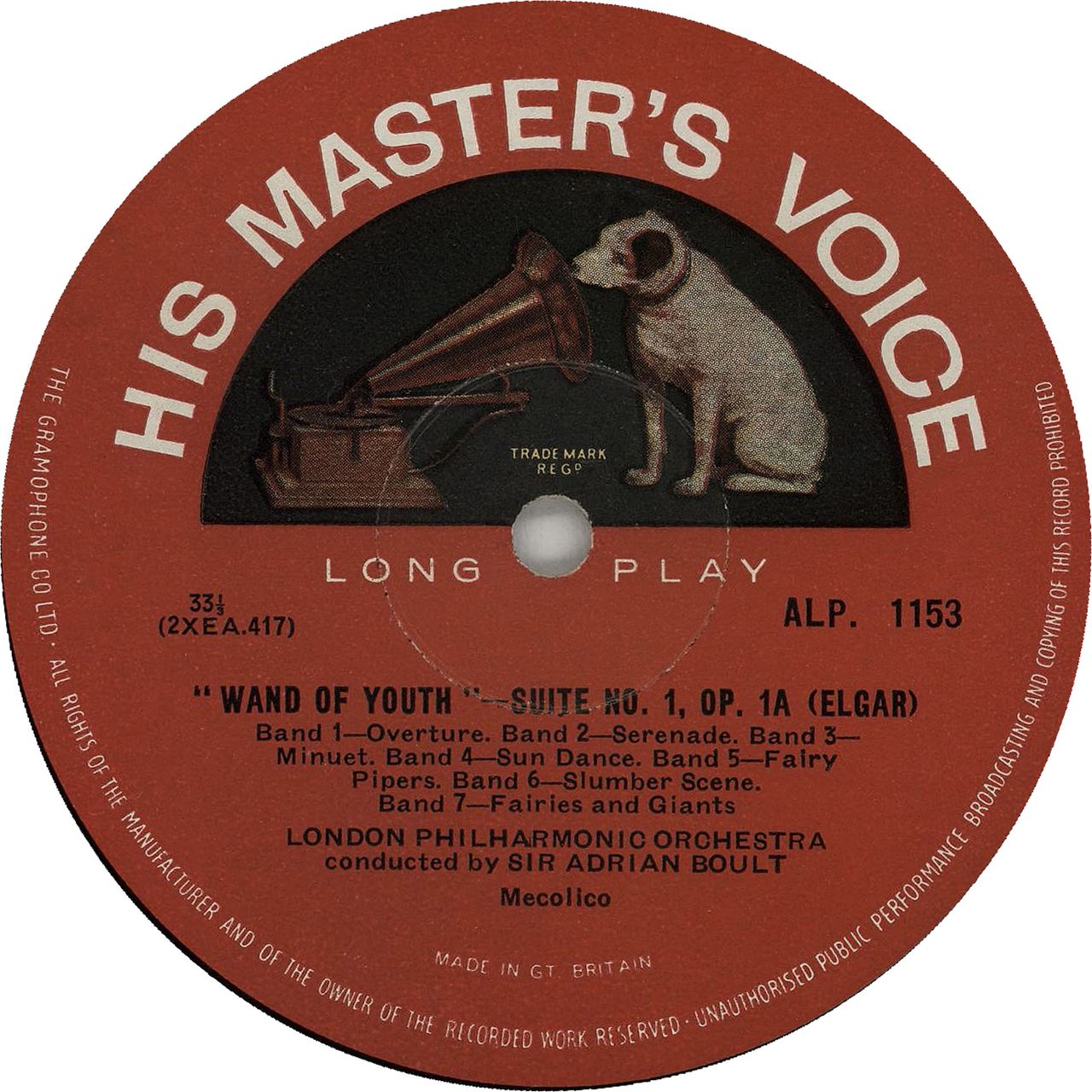 Edward Elgar Enigma Variations / 'Wand Of Youth' Suite No. 1 UK vinyl LP album (LP record) EFDLPEN750620