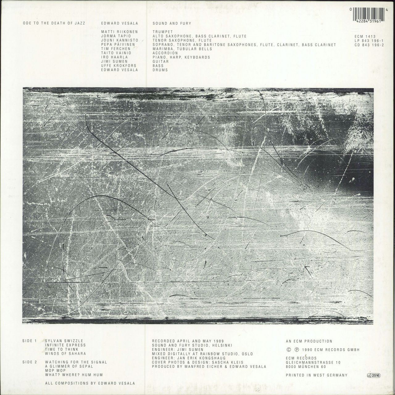 Edward Vesala Ode To The Death Of Jazz German vinyl LP album (LP record) 042284319614