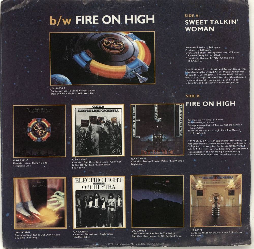 Electric Light Orchestra Sweet Talkin' Woman - Purple Vinyl + p/s US 7" vinyl single (7 inch record / 45)