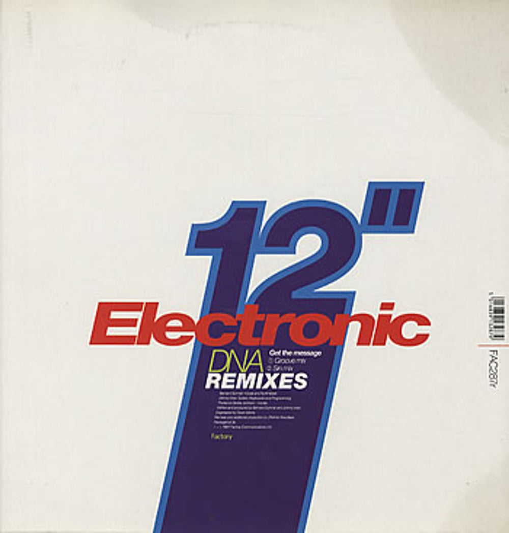Electronic Get The Message (DNA Remixes) - EX UK Promo 12" vinyl single (12 inch record / Maxi-single) FAC287R